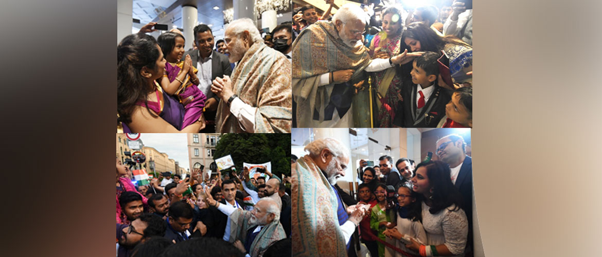 The Indian community welcomes Prime Minister Shri. Narendra Modi in Munich.