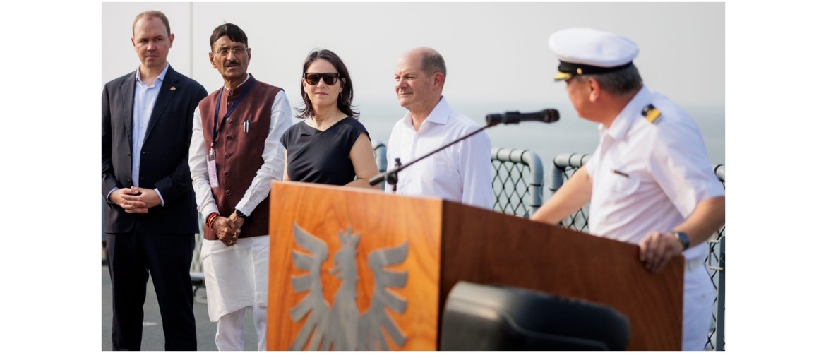 Chancellor Olaf Scholz and FM Annalena Baerbock visit to Goa to meet the ships of German Navy after the Joint Naval Exercise of India and Germany on 26.10.24