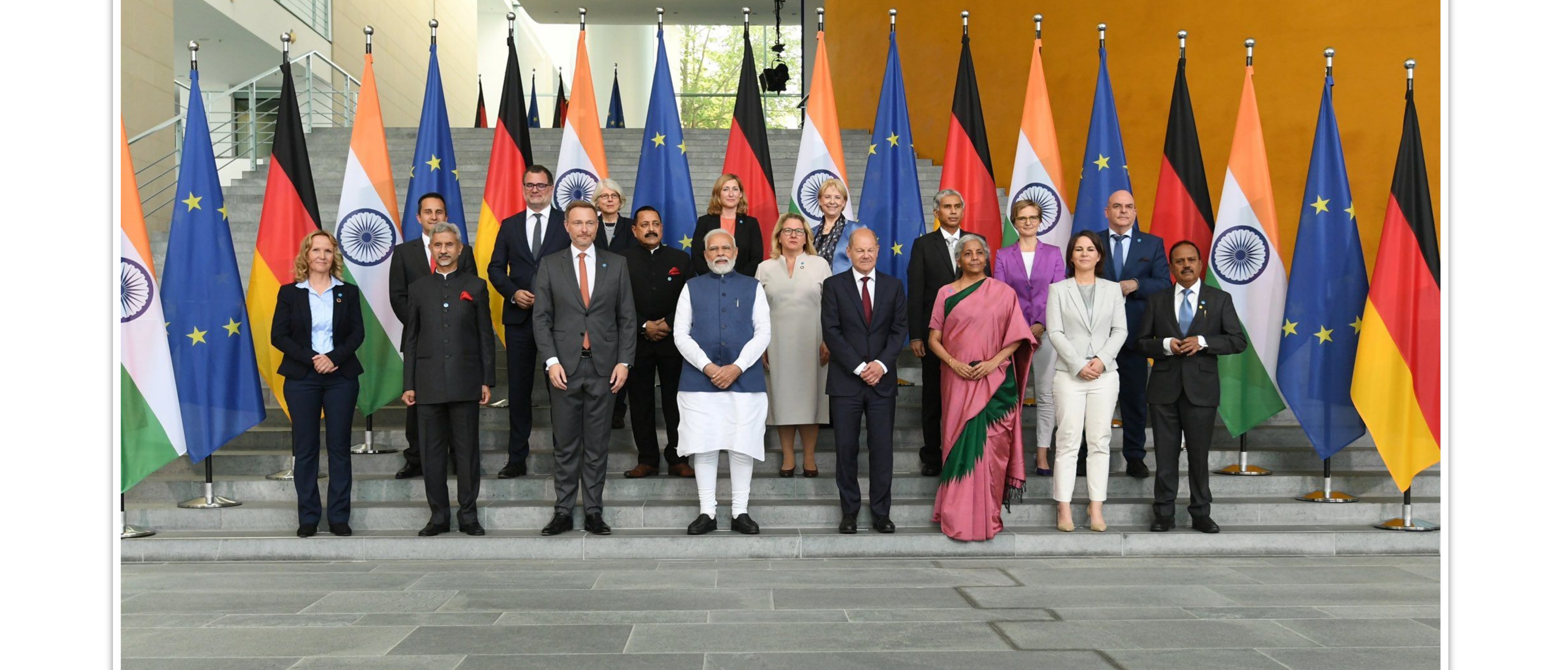 Prime Minister Shri. Narendra Modi and Chancellor Olaf Scholz with delegation of the 6th India-Germany Inter-Governmental Consultations