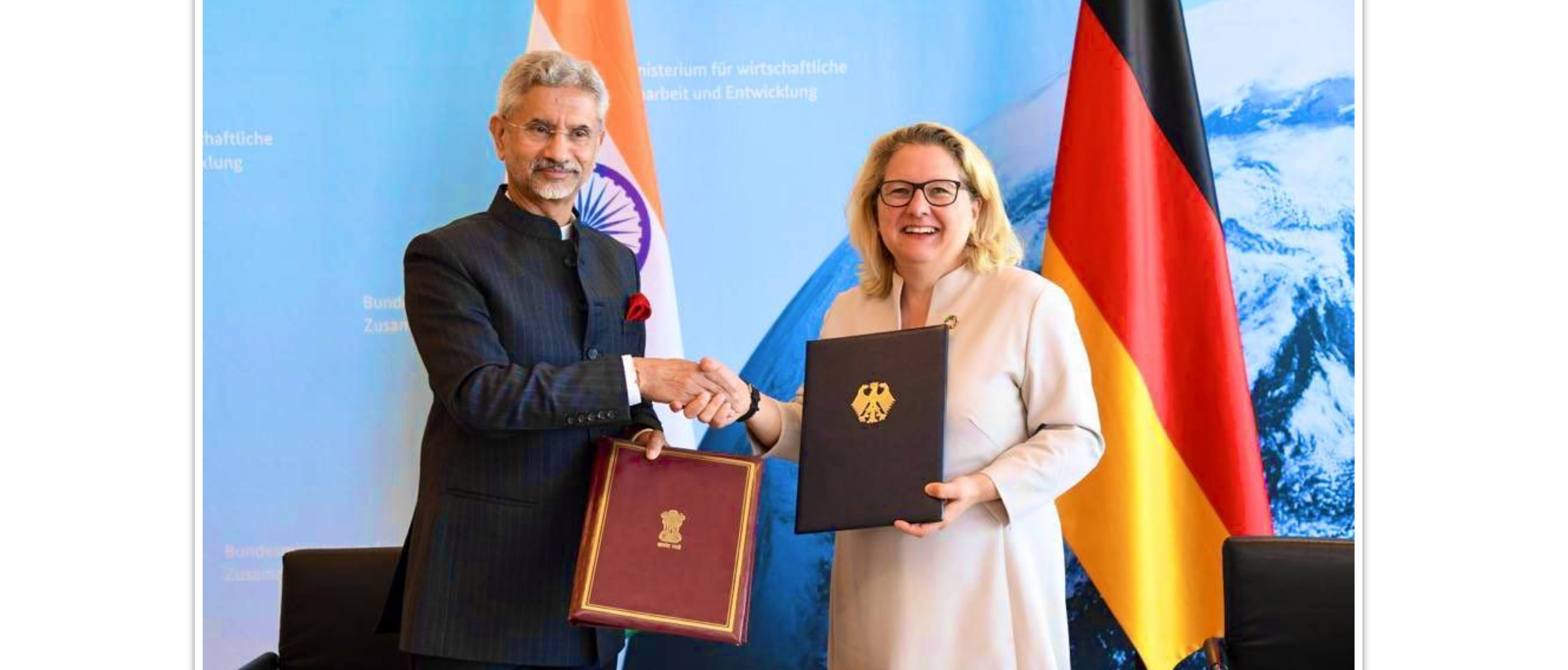 External Affairs Minister Dr. S. Jaishankar with German Minister for Economic Development and Cooperation MdB Svenja Schulze at the 6th India-Germany Inter-Governmental Consultations 