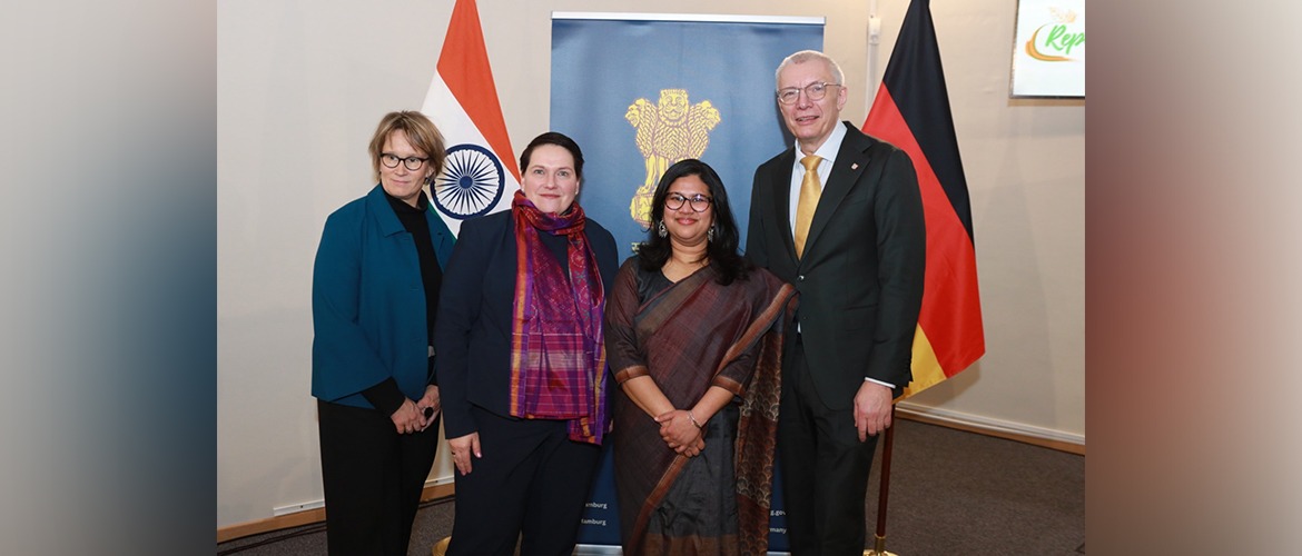 77th Republic Day reception at the Consulate General of India, Hamburg. Ms. Soumya Gupta, Consul General of India, Hamburg,  Ms. Melanie Schlotzhauer, Senator of the Authority for Health, Social Affairs and Integration, Hamburg, Mr. Peter Lehnert, Vice President of the State Parliament, Schleswig-Holstein & Ms. Melanie Walter, Minister for Europe and Regional Development Hanover, Lower Saxony graced the occasion.
