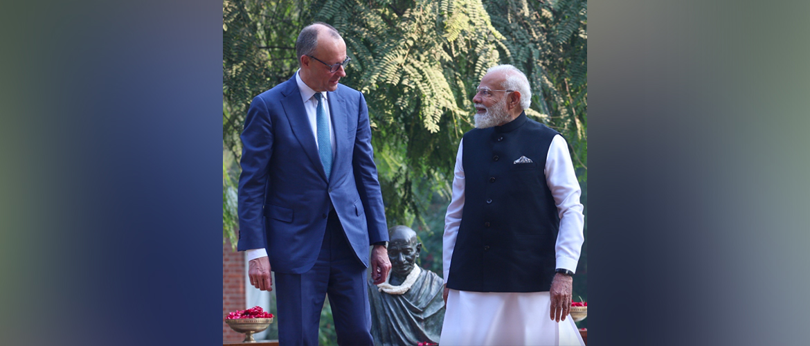 Hon'ble PM with German Chancellor Friedrich Merz at Sabarmati Ashram in Ahmedabad, Gujurat January (12.01.2026)